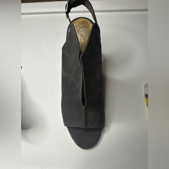VINCE CAMUTO Catina Mule Sandal Size 8.5 Stone Gray Peep Toe Sling Back Heels - Picture 3 of 7